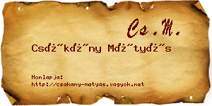 Csákány Mátyás névjegykártya