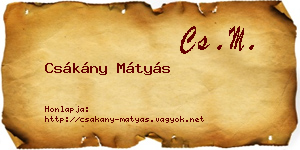 Csákány Mátyás névjegykártya